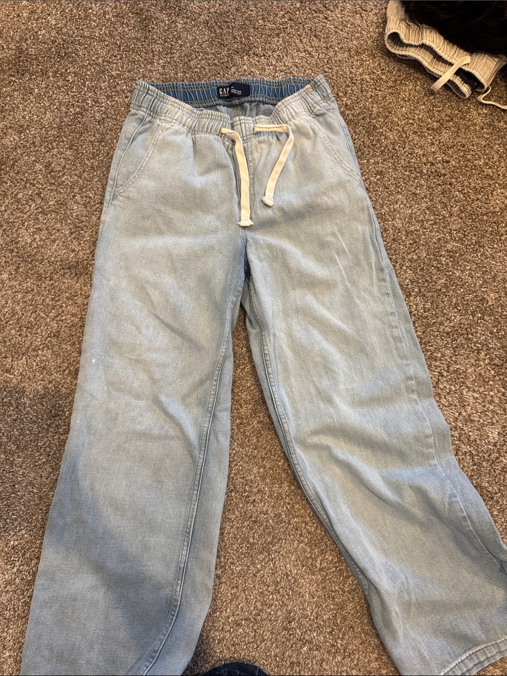 GAP women’s Light Denim Relaxed Drawstring Jeans